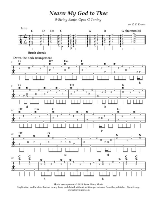 Nearer My God to Thee - Banjo Tablature - Image 2