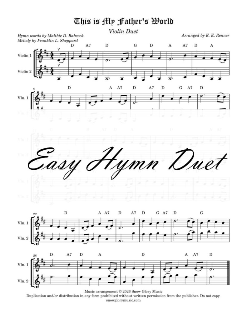 This is My Father's World - Easy Violin Duet